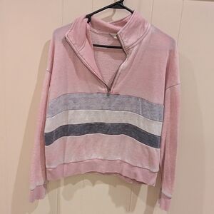 Pink Rose Light Pink Pullover with Stripes
